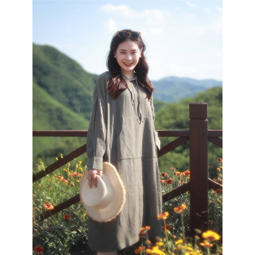 【线上专属】连帽连衣裙（22807094-墨黪） 商品图1