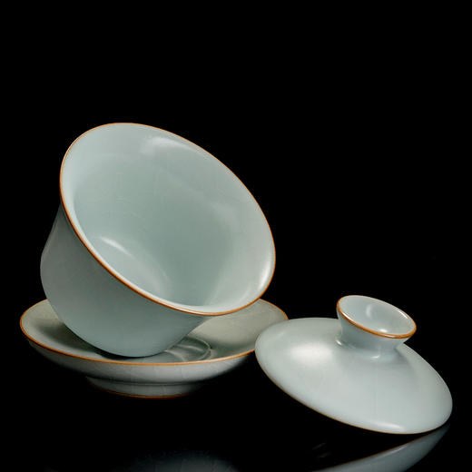 【丰子汝窑】【禅定盖碗】三才盖碗纯手工开片陶瓷汝瓷功夫茶具 商品图7