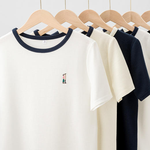 「三款配色！休闲·T」韩版修身上衣夏季圆领撞色设计感含棉短袖t恤紧身内搭打底衫 商品图0
