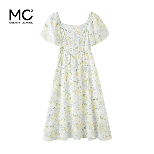 mc2连衣裙女装方领珍珠盘扣气质显瘦森系甜美碎花裙小个子连身裙 商品图3