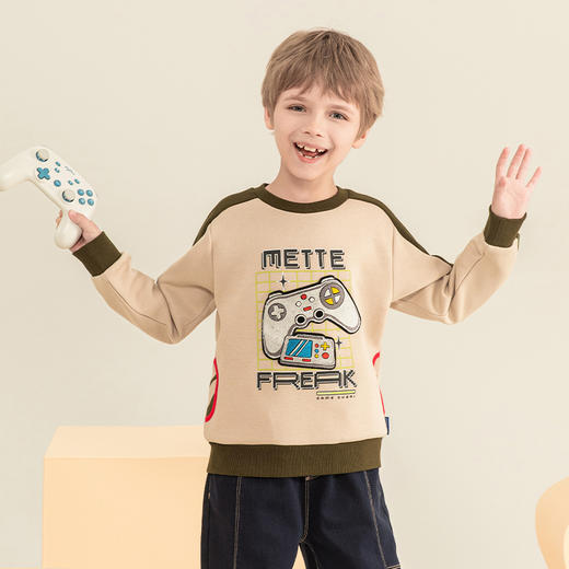 mettekids男童卫衣2023秋季新款儿童休闲中大童卡通圆领宽松上衣 商品图3