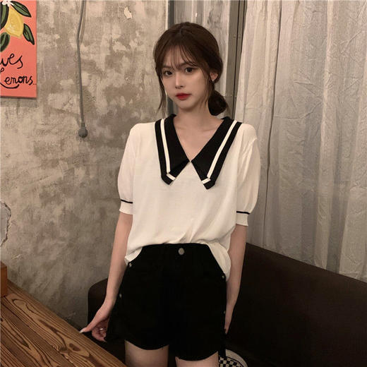 【清纯甜美❗️显瘦气质减龄娃娃领宽松上衣女】舒适柔软亲肤透气，显瘦、减龄，展现女性的优雅和自信，夏季新款气质polo领T恤衫小衫粉丝专属 商品图0