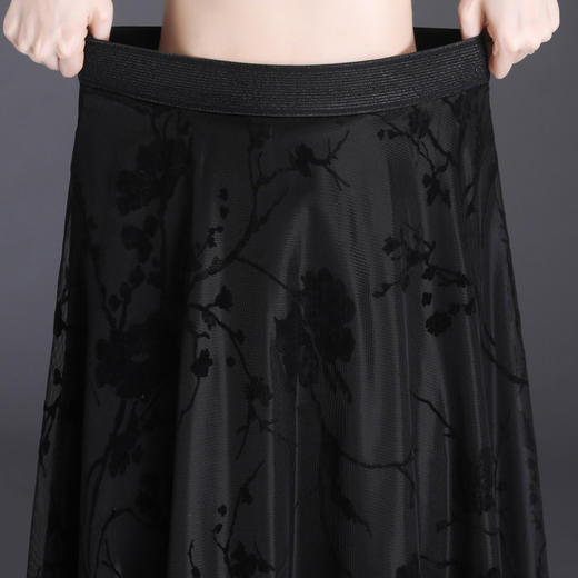 长款蕾丝大摆A字裙松紧腰气质修身时髦通勤半身裙MYX-6628 商品图3