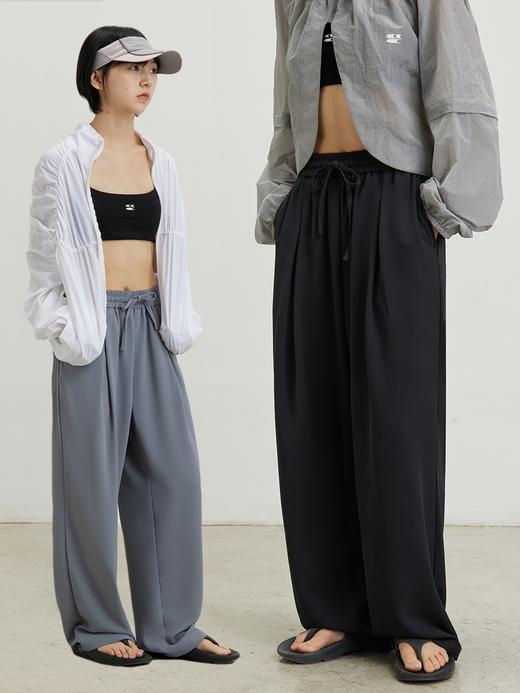 CryingCenter冰丝裤子男女夏季凉感防晒薄款抽绳宽松直筒垂感西裤 商品图0