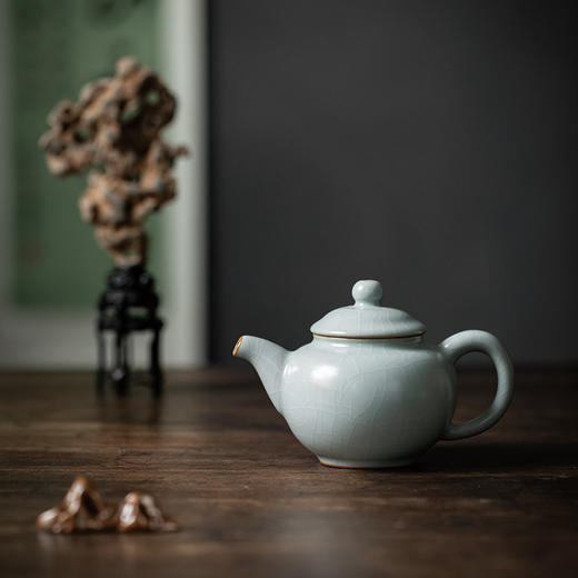 【丰子汝窑】【天青香韵壶】14x9.2cm 210ml 茶壶纯手工开片泡茶壶陶瓷汝瓷天青功夫茶具 商品图2