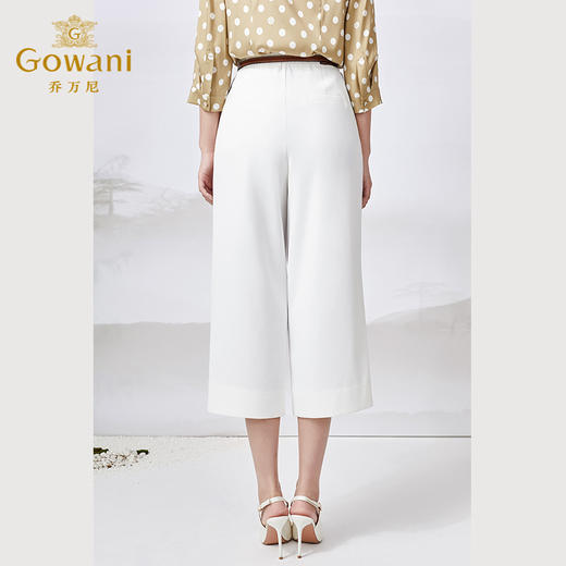 乔万尼夏季阔腿裤气质白色高腰显瘦八分裤ET2F316 商品图4