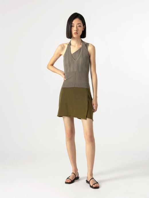 322工房别致造型蚕丝针织裙裤2023夏女士休闲短裤不对称裙裤B073 商品图3