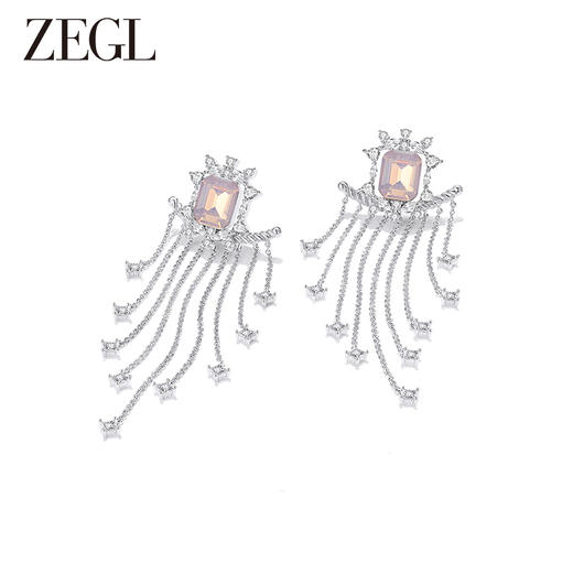 ZEGL设计师蕾丝系列流苏耳环女高级感轻奢长款耳钉925银针耳饰品 商品图1