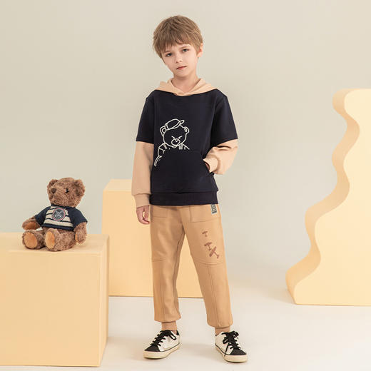 mettekids男童卫衣2023秋季新款假两件长袖儿童休闲卡通连帽童装 商品图3