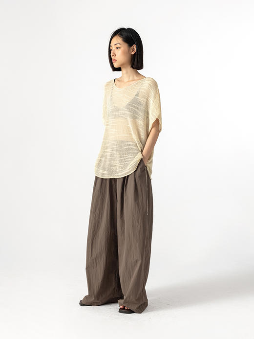 322工房手工纹理藤缠纱棉针织罩衫2023夏款镂空透视廓形罩衫B084 商品图2