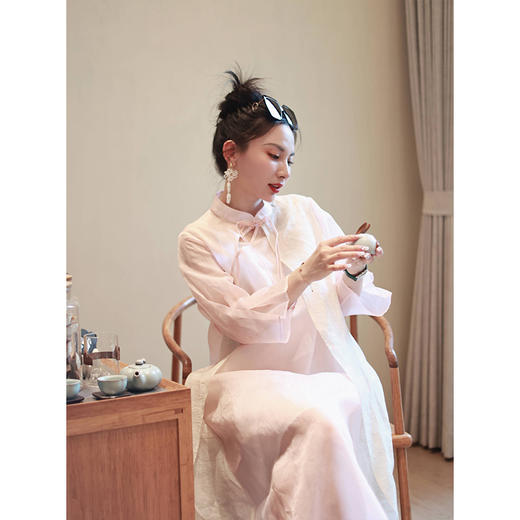 【抖音专属】中式连衣裙（23707278-粉米） 商品图2