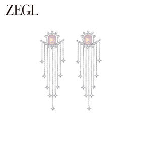 ZEGL设计师蕾丝系列流苏耳环女高级感轻奢长款耳钉925银针耳饰品