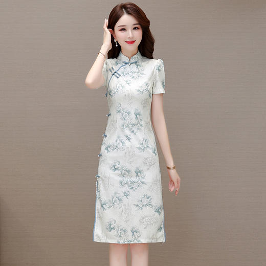 复古旗袍裙印花连衣裙，时尚气质包臀 一步裙QYM-MD3393-Y 商品图5