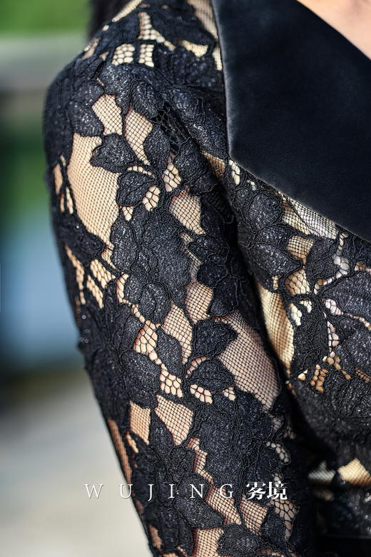 【雾境定制款】黑金璀璨 极致女人味精致高级感进口亮丝提花蕾丝连衣裙 2202220 商品图6
