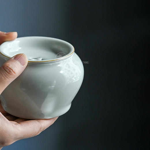 【抱翁堂】景德镇元宝杯铜钱建水陶瓷水洗茶洗【甜白釉铜钱建水/大】 商品图5