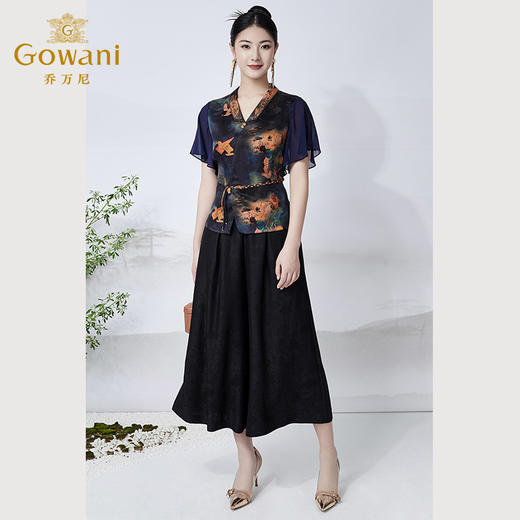 【幽兰天宫图】【香云纱】乔万尼真丝上衣重磅26mm桑蚕丝收腰设计短袖小衫ET2C283 商品图3