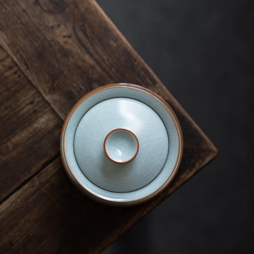 【丰子汝窑】【禅定盖碗】三才盖碗纯手工开片陶瓷汝瓷功夫茶具 商品图5