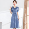 气质妈妈装连衣裙新款短袖裙改良复古旗袍裙中长裙QYM-JJ-GQ958-Y 商品缩略图1