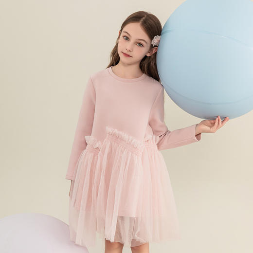 mettekids女童连衣裙2023秋季新款儿童公主裙中大童粉色甜美裙子 商品图2