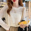 【镂空针织衫！】女薄款毛衣2023夏装新款长袖宽松外套小众别致短款上衣 商品缩略图0
