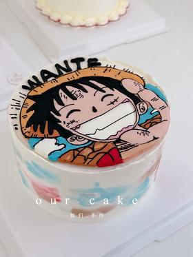 海贼王/路飞手绘蛋糕-低糖处理无添加