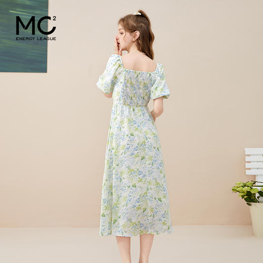 mc2连衣裙女装方领珍珠盘扣气质显瘦森系甜美碎花裙小个子连身裙 商品图2