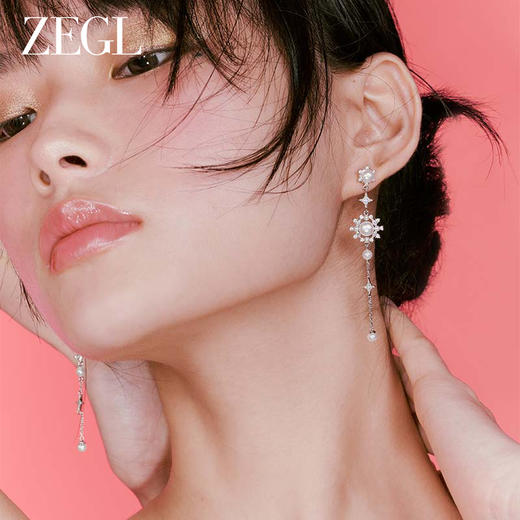 ZEGL设计师蕾丝系列长款流苏耳环女轻奢高级感人造珍珠耳钉耳饰品 商品图4