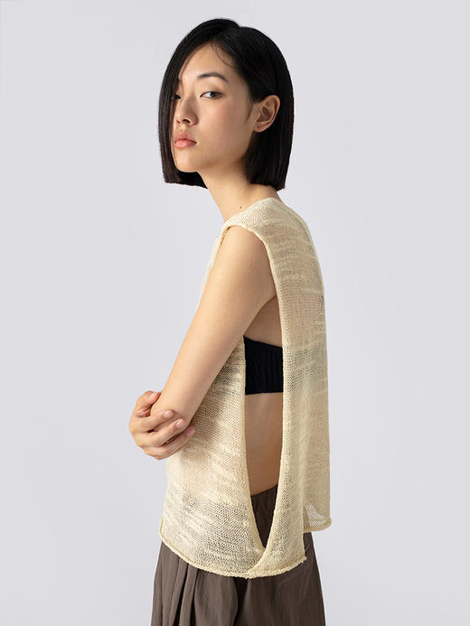 322工房手工纹理藤缠纱棉针织背心2023夏无袖百搭性感罩衫女B087 商品图1