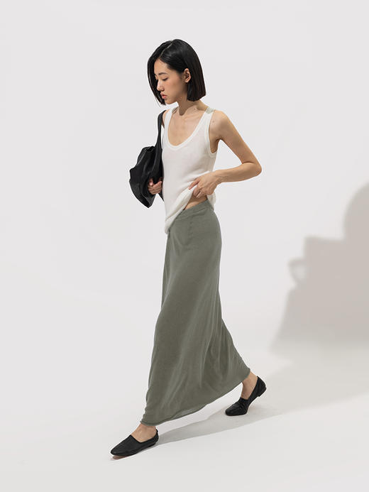 322工房重塑经典蚕丝针织半身裙2023夏款百搭系带高腰半裙女B089 商品图1