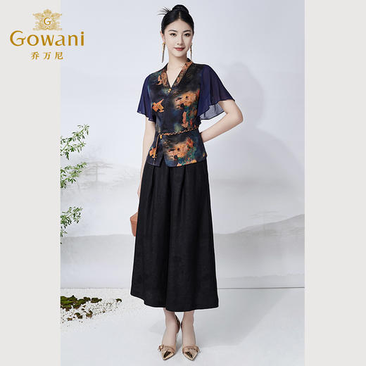 【幽兰天宫图】【香云纱】乔万尼真丝上衣重磅26mm桑蚕丝收腰设计短袖小衫ET2C283 商品图2