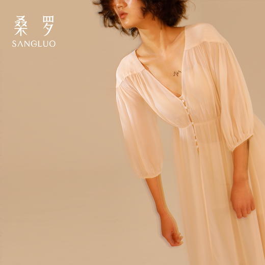 新品|新古典主义  复古宫廷睡袍SANGLUO香槟色桑蚕丝居家睡衣 商品图0
