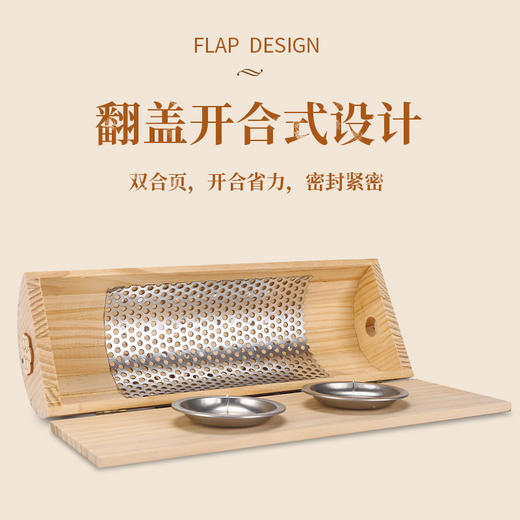 【实木艾灸枕 艾灸颈椎护颈枕枕头】一枕多用，翻盖开合式设计，过滤艾烟舒适艾灸，家庭艾草枕艾灸盒木质颈椎枕 商品图2