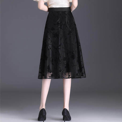 长款蕾丝大摆A字裙松紧腰气质修身时髦通勤半身裙MYX-6628 商品图2
