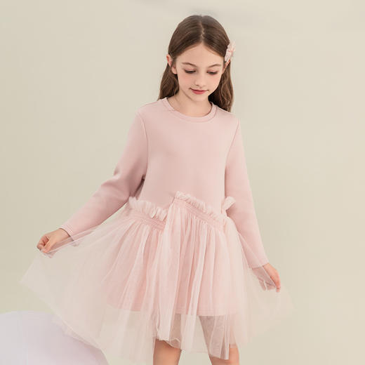 mettekids女童连衣裙2023秋季新款儿童公主裙中大童粉色甜美裙子 商品图1