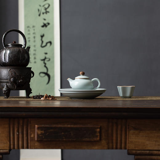【丰子汝窑】【天青壶承】茶杯手工开片陶瓷汝瓷干泡盘功夫茶具 商品图5
