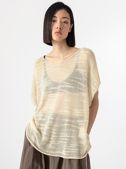 322工房手工纹理藤缠纱棉针织罩衫2023夏款镂空透视廓形罩衫B084 商品图3