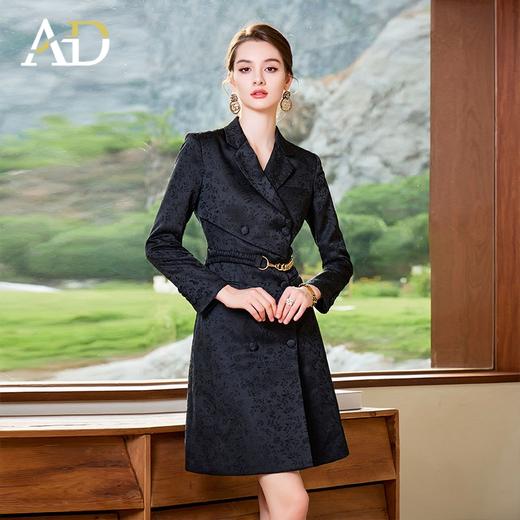 AD大牌高端连衣裙秋款职业装女黑色提花纹理西装裙御姐范小黑裙子 商品图1