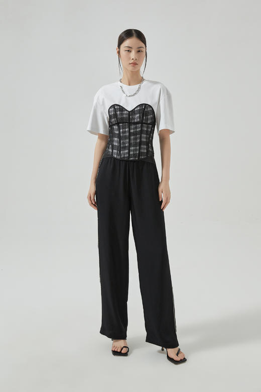 蕾丝撞料造型T恤 商品图0