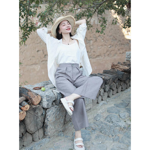 【线上专属】阔腿裤（23709003-红藤杖P161） 商品图1