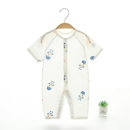 【纯棉A类！网眼透气不闷热】短袖长裤连体衣，新疆长绒棉花，后备网眼设计，双倍凉爽，无骨缝制，0荧光0甲醛，婴儿夏季薄款空调服，纯棉网眼透气哈衣，宝宝夏装衣服 商品图6