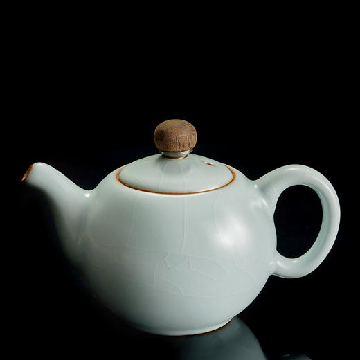 【丰子汝窑】【天青圆珠壶】15x10cm 290ml 茶壶纯手工开片泡茶壶陶瓷汝瓷天青功夫茶具 商品图6