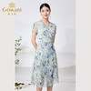 乔万尼真丝连衣裙100%桑蚕丝法式V领收腰气质ET2E299 商品缩略图1