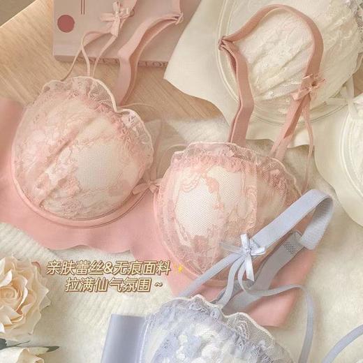 黛唯梵新款潮花汐拾少女内衣俏皮无钢圈蕾丝弹力侧收不空杯柔软文胸罩 商品图0