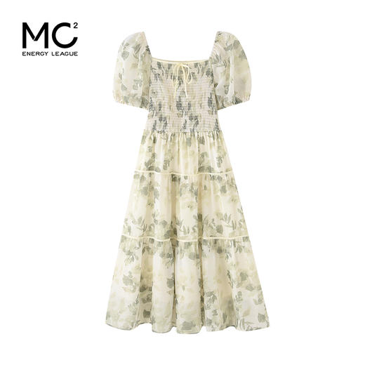 mc2连衣裙女方领印花茶歇法式连身裙森系气质碎花裙减龄小个子裙 商品图3
