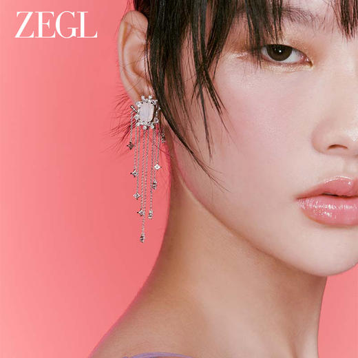 ZEGL设计师蕾丝系列流苏耳环女高级感轻奢长款耳钉925银针耳饰品 商品图2