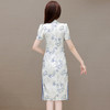 复古旗袍裙印花连衣裙，时尚气质包臀 一步裙QYM-MD3393-Y 商品缩略图2