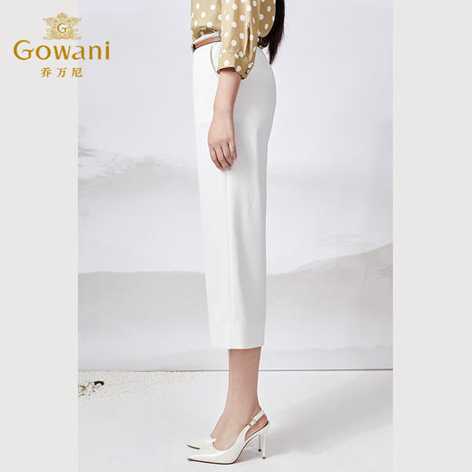 乔万尼夏季阔腿裤气质白色高腰显瘦八分裤ET2F316 商品图3
