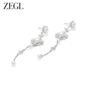 ZEGL设计师蕾丝系列长款流苏耳环女轻奢高级感人造珍珠耳钉耳饰品