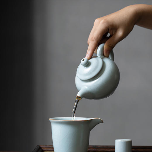 【丰子汝窑】【天青香韵壶】14x9.2cm 210ml 茶壶纯手工开片泡茶壶陶瓷汝瓷天青功夫茶具 商品图4