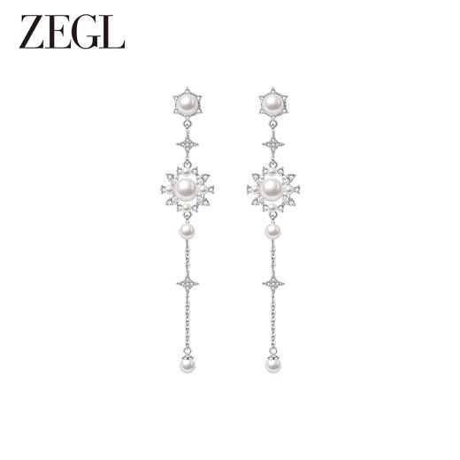 ZEGL设计师蕾丝系列长款流苏耳环女轻奢高级感人造珍珠耳钉耳饰品 商品图1